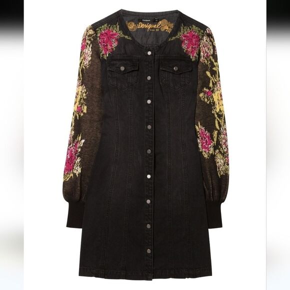 Desigual Roxanne Denim With Flower Dress - Picture 2 of 16